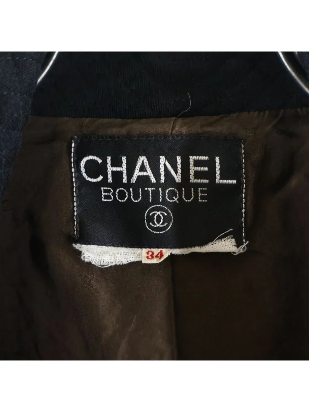 Chanel 90S Vintage Wool Half Coat CC Logo Gold Button Brown